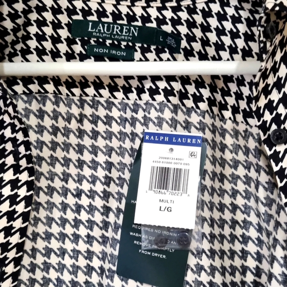 Ralph Lauren Cream/Black Houndstooth Women's Shirt - Picture 2 of 2